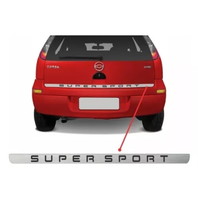 Faixa Decorativa Adesiva 'SUPER SPORT' - Chevrolet Corsa / Meriva / Montana 2006/2008 - Escovado / Porta Malas