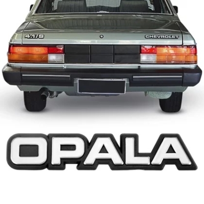 Emblema 'OPALA' - Chevrolet Opala 1982/1990 - Cromado / Fundo Preto