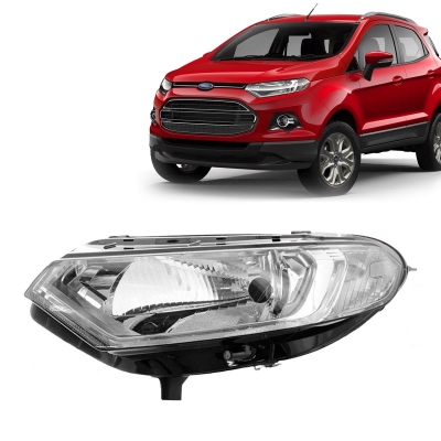 Farol H4 Máscara Cromada | Ford Ecosport 2013/2017 - Lado Esquerdo