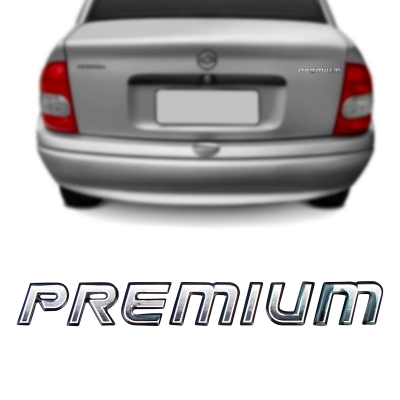 Emblema 'PREMIUM' - Chevrolet Meriva / Corsa 2003/2006 - Cromado / Contorno Preto / Resinado