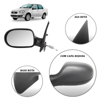 Retrovisor Externo Fiat Palio/ Siena/ Weekend 11/12 4 Portas Controle Remoto Lado Esquerdo