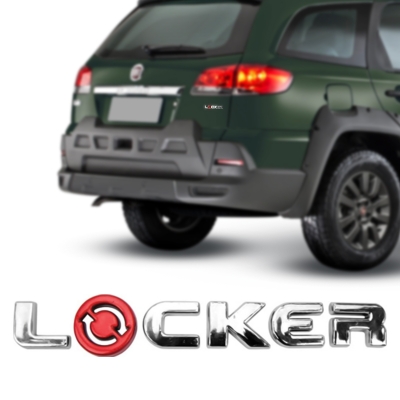 Emblema 'LOCKER' - Fiat Palio / Strada 2008/2017 - Cromado / 'O' Vermelho