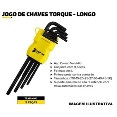 Chave Torx Com Furo T10 ao T50 Longa