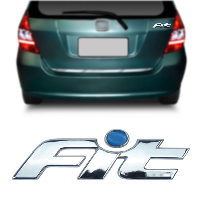 Emblema 'Fit' - Honda Fit 2004/2008 - Cromado / Pingo Azul