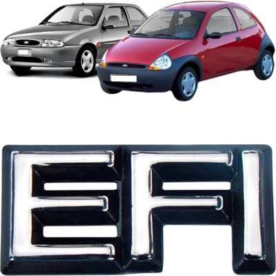 Emblema 'EFI' - Ford Fiesta / KA 1997/2002 - Cromado / Fundo Preto