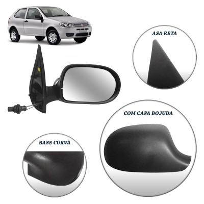 Retrovisor Externo - Fiat Palio (Fire e Economy) 2012/2017 - Quatro Portas / Com Controle / Direito (Carona)