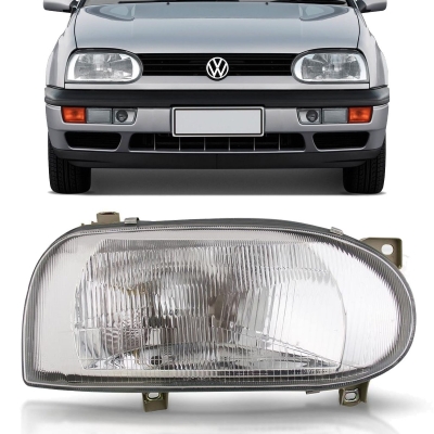 Farol Simples H4 Lente Vidro | Vw Golf Alemão 1993/1998 - Lado Direito