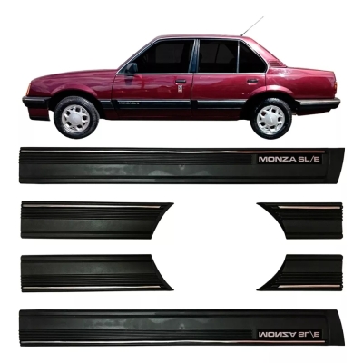 Jogo De Friso - Chevrolet Monza SLE 1988/1990 - 4 Portas / Preto / Largo / 6 Peças / Lateral