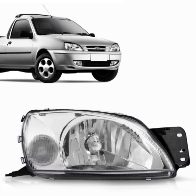 Farol H4 Pisca Cristal | Ford Fiesta, Courier, Fiesta Street 2000/2010 - Lado Direito