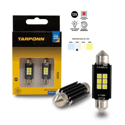 Lâmpada LED Torpedo - Canbus Premium / 41MM / 12v / 6000K / Unidade