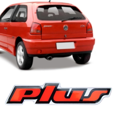 Emblema 'Plus' - Volkswagen Gol G2 1994/1999 - Vermelho / Resinado