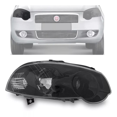 Farol - Fiat Palio / Siena / Strada 2009/2014 / Strada Adventure 2015/2020 / Weekend 2009/2020 - H1 e H7 / Foco Duplo / Máscara Preta / Lado Direito