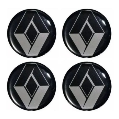 Emblema Gold Para Calota Da Linha Renault (51mm) Preto (Jogo Com 4 Peças).