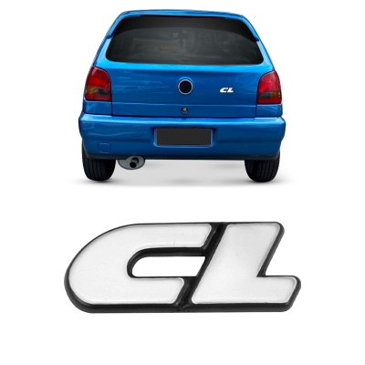 Emblema 'CL' - Volkswagen Gol / Logus / Parati / Santana / Voyage 1990/2000 - Cromado / Fundo Preto