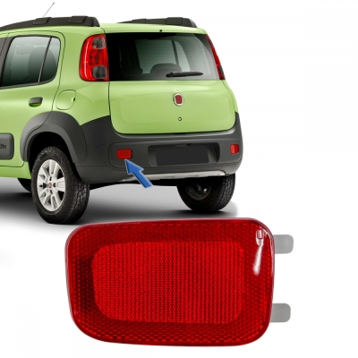 Refletor Do Para-Choque Traseiro Fiat Uno Vivace 2011/2015 | Plástico Vermelho | Lado Esquerdo.