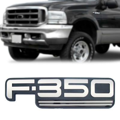 Emblema 'F350' - Ford F350 1999/2000 - Plaqueta Cromada / Fundo Preto