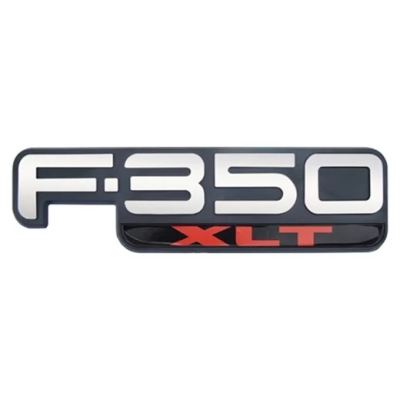 Emblema 'F350 XLT' - Ford F350 XLT 1999/2000 - Plaqueta Cromada / Fundo Preto