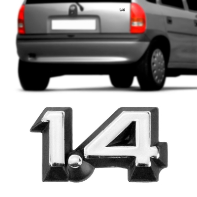 Emblema '1.4' - Chevrolet Corsa 1994/1996 - Cromado / Fundo Preto