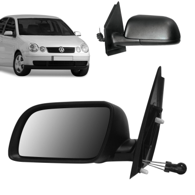 Retrovisor Externo - Volkswagen Polo 2002/2008 - Quatro Portas / Com Controle / Sem Seta (Pisca) / Esquerdo (Motorista)