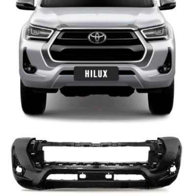 Parachoque Envolvente Dianteiro Toyota Hilux Após 2019 Cabine Dupla Preto Liso Sem Grade