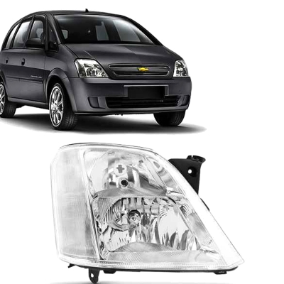 Farol H7/H1 Máscara Cromada (Regulagem Manual) | Gm Meriva 2003/2012 - Lado Direito