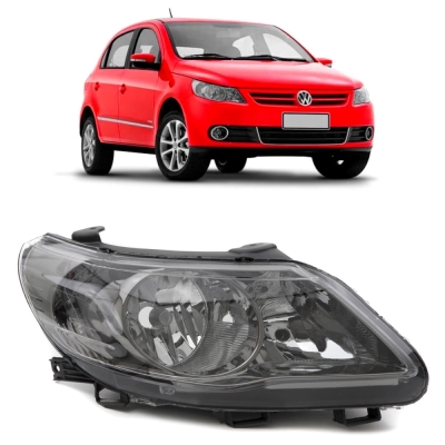 Farol - Volkswagen Saveiro / Voyage / Gol G5 2009/2013 - H1 e H7 / Foco Duplo / Moldura Cromo-Onix / Lado Direito