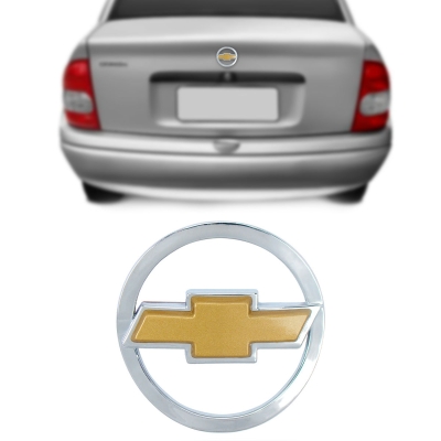 Emblema 'Logo Chevrolet' - Chevrolet Corsa Classic 2003/2016 - Cromado / Gravata Dourada / Vazado / Porta Malas