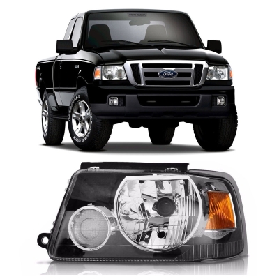 Farol Máscara Negra, Pisca Ambar | Ford Ranger 2005/2009 - Lado Esquerdo