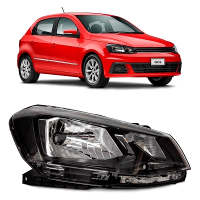 Farol Simples H4 Máscara Negra | Vw Gol G7 2017/2020 - Lado Direito