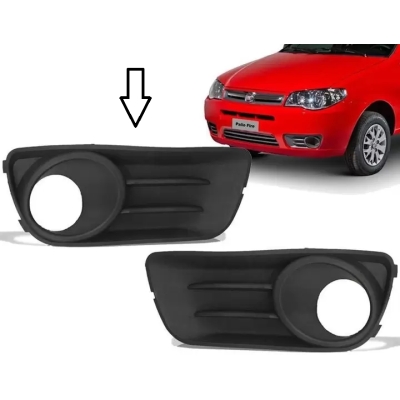 Tela (Grade) Do Farol Auxiliar - Fiat Palio (Way e Economy) 2014/2015 - Grafite / Com Furo / Direito