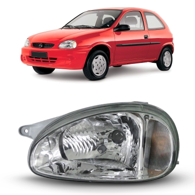 Farol - Chevrolet Corsa 1994/2002 / Classic 2003/2010 / Wind / Pickup 1994/2005 - Pisca Âmbar / Lente Lisa / Lado Esquerdo