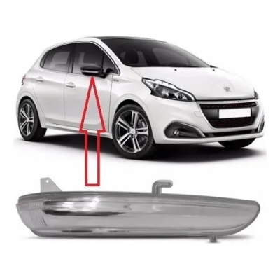 Pisca Espelho Retrovisor - Peugeot 208 2013/2022 - Acrilica Cristal Lado Direito