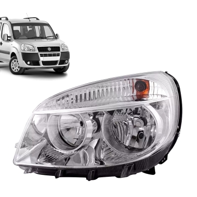 Farol Cromado Para Regulagem Elétrica | Fiat Doblo 2010/2014 - Lado Direito