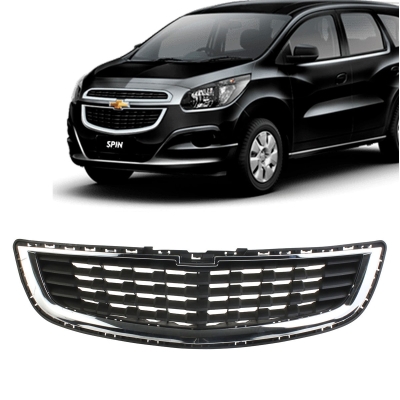 Grade Frontal Do Radiador - Chevrolet Spin 2013/2017 - Preta / Com Friso Cromado / Modelo Original / Inferior