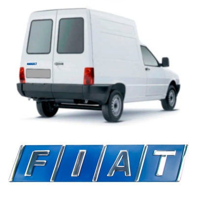 Emblema 'FIAT' - Fiat Fiorino 2002/2005 - Cromado / Fundo Azul / Tampa Traseira (Baú)