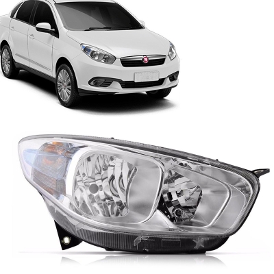 Farol Máscara Cromada | Fiat Siena 2012/2021 - Lado Esquerdo