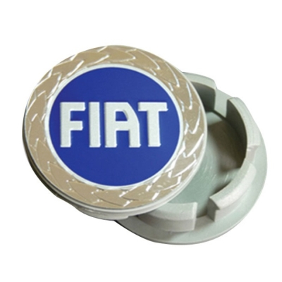 Calota Do Centro De Roda Fiat 48mm Alto Relevo Com Emblema Gold Azul - Emblemax 101485. (Unidade)