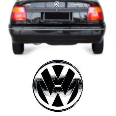 Emblema 'Logo Volkswagen' - Volkswagen Logus 1991/1996 - Cromado / Fundo Preto / Porta Malas