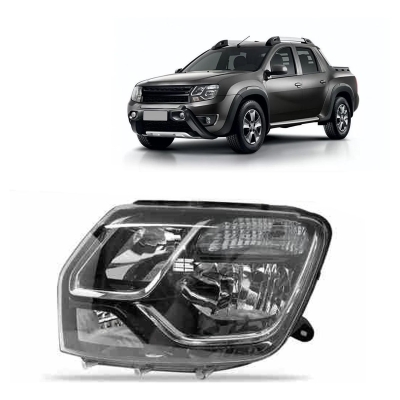 Farol Máscara Negra | Renault Duster, Oroch 2016/2020 - Lado Esquerdo