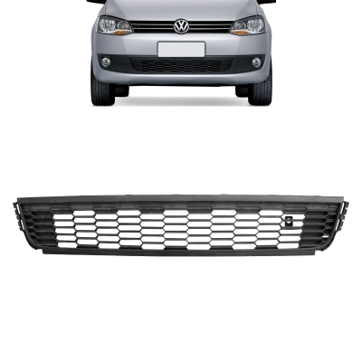 Tela Central Para O Para-Choque Do Vw Fox De 2010 Até 2014 - Inferior - Na Cor Preta Verbena.
