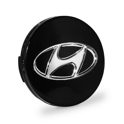 Calota Centro De Roda - Hyundai HB20 / HB20s / HB20x 2012/2019 - Preta / Logo Cromada / 58MM